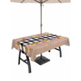 thumbnail image 1 of Outdoor Tablecloth with Umbrella Hole for Patio/Picnic/Party/Camping, Colorful Flowers Waterproof Table Cloth Rectangle Table Cover Washable, Spring Floral Elegant Pastoral Wooden (60"x 102"), 1 of 8