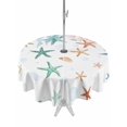 thumbnail image 1 of Outdoor Tablecloth with Umbrella Hole for Patio/Picnic/Party/Camping, Colorful Starfish Coastal Waterproof Table Cloth Round Cover Washable, Summer Coral Nautical (Dia 54"), 1 of 8