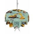 thumbnail image 1 of Outdoor Tablecloth with Umbrella Hole for Patio/Picnic/Party/Camping, Construction Truck Waterproof Table Cloth Round Cover Washable, Cartoon Grips and Bulldozers Green (Dia 60"), 1 of 8