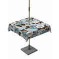 thumbnail image 1 of Outdoor Tablecloth with Umbrella Hole for Patio/Picnic/Party/Camping, Country Blue Flowers Waterproof Table Cloth Square Cover Washable, Brown Leaves Floral Rustic Botanical (60"x 60"), 1 of 9