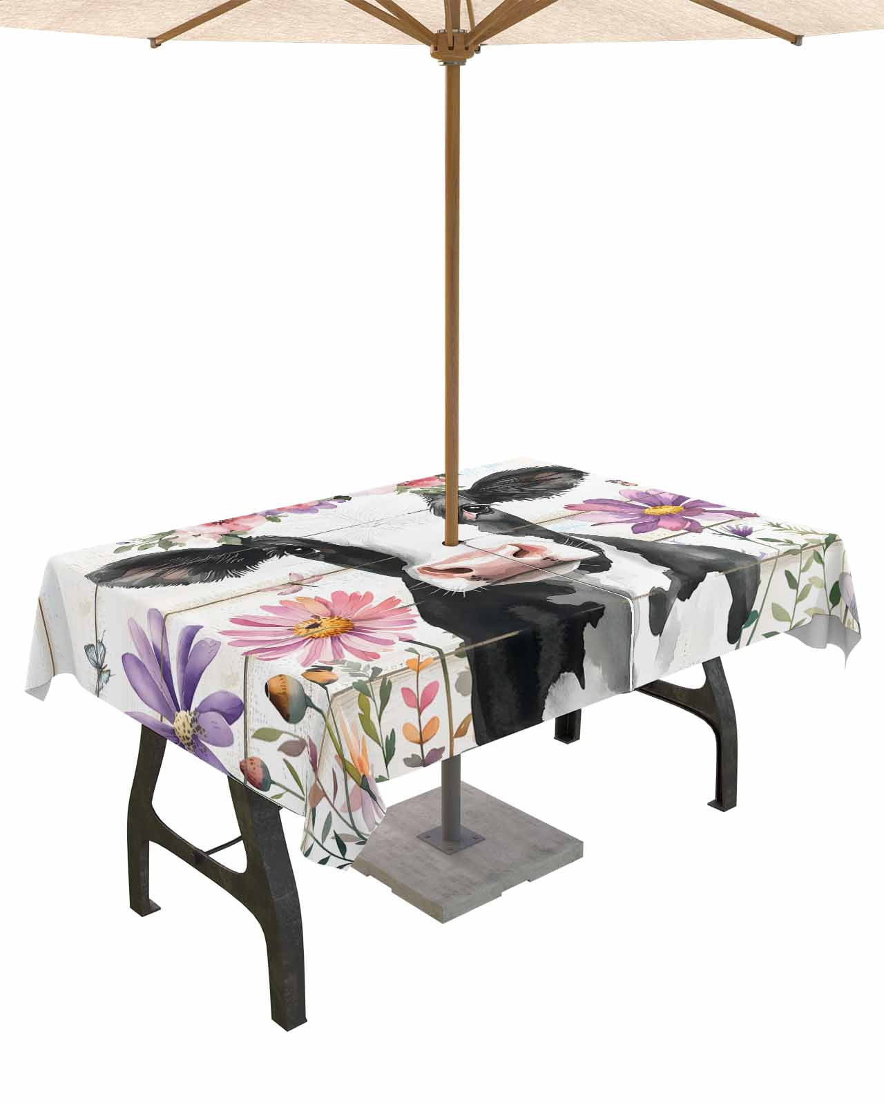 Outdoor Tablecloth with Umbrella Hole for Patio/Picnic/Party/Camping ...