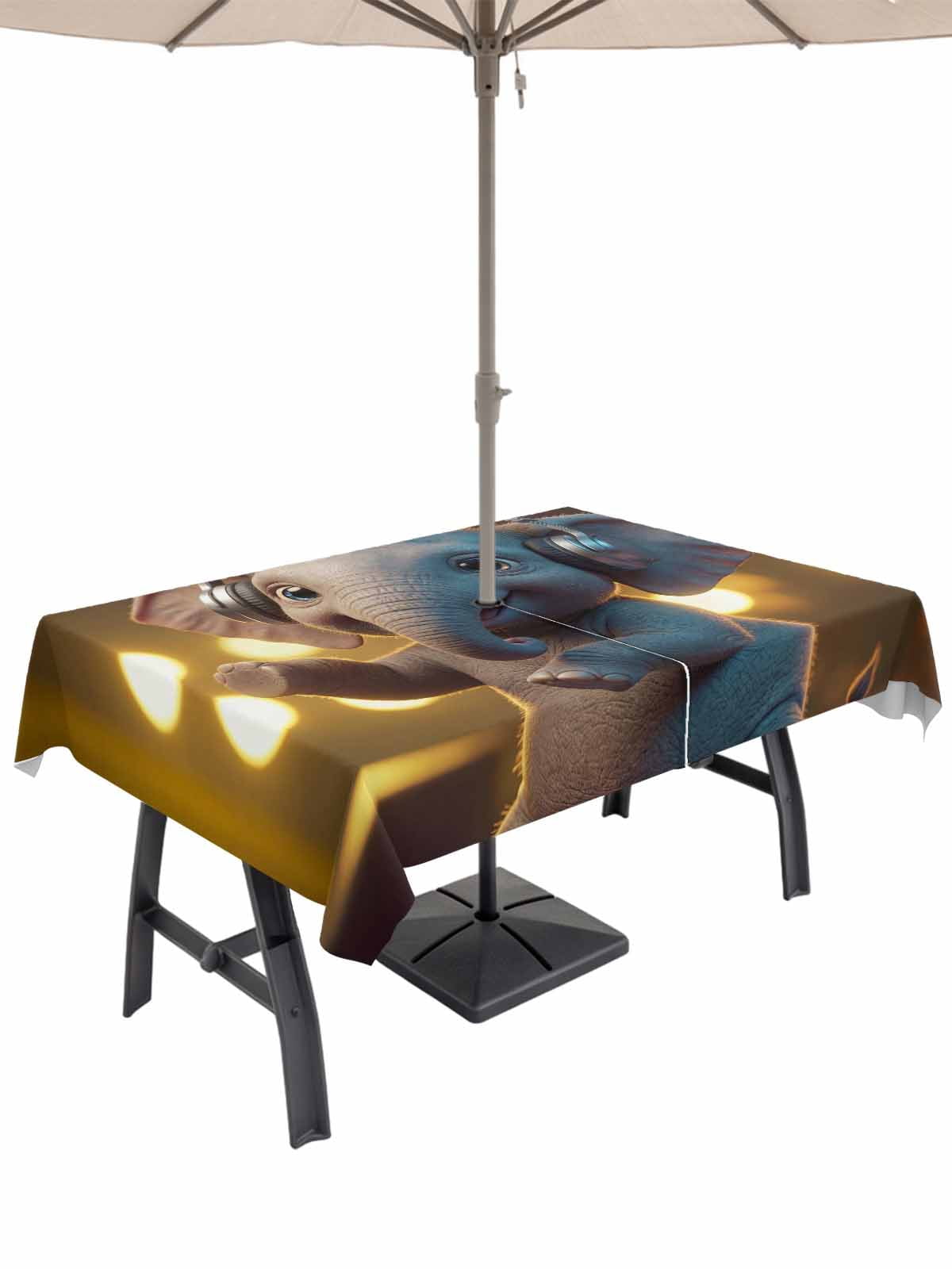 elephant patio umbrella table Palm Beach Regency Outdoor Tablecloth with Umbrella Hole