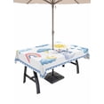 thumbnail image 1 of Outdoor Tablecloth with Umbrella Hole for Patio/Picnic/Party/Camping, Cute Snowman Waterproof Table Cloth Rectangle Table Cover Washable, Blue Weather Snowy Rainy Sun Rainbow (52"x 70"), 1 of 8