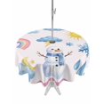 thumbnail image 1 of Outdoor Tablecloth with Umbrella Hole for Patio/Picnic/Party/Camping, Cute Snowman Waterproof Table Cloth Round Cover Washable, Pink Weather Snowy Rainy Sun Rainbow (Dia 54"), 1 of 8