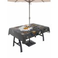 thumbnail image 1 of Outdoor Tablecloth with Umbrella Hole for Patio/Picnic/Party/Camping, Daisy Butterfly Waterproof Table Cloth Rectangle Table Cover Washable, Spring Floral Butterflies Grey Modern Art (60"x 84"), 1 of 8