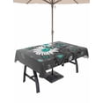 thumbnail image 1 of Outdoor Tablecloth with Umbrella Hole for Patio/Picnic/Party/Camping, Daisy Butterfly Waterproof Table Cloth Rectangle Table Cover Washable, Spring Floral Teal Butterflies Modern Art (52"x 70"), 1 of 8
