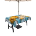 thumbnail image 1 of Outdoor Tablecloth with Umbrella Hole for Patio/Picnic/Party/Camping, Daisy Flower Waterproof Table Cloth Rectangle Table Cover Washable, Yellow Gray Floral Minimalist Blue Wood (54"x 80"), 1 of 9