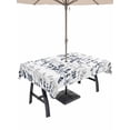 thumbnail image 1 of Outdoor Tablecloth with Umbrella Hole for Patio/Picnic/Party/Camping, Dark Blue Grey Botanical Waterproof Table Cloth Rectangle Table Cover Washable, Spring Floral Summer Farmhouse (52"x 70"), 1 of 8