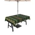 thumbnail image 1 of Outdoor Tablecloth with Umbrella Hole for Patio/Picnic/Party/Camping, Dark Green Boho Waterproof Table Cloth Rectangle Table Cover Washable, Ethnic Tribe Striped Vintage (52"x 70"), 1 of 9