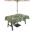 thumbnail image 1 of Outdoor Tablecloth with Umbrella Hole for Patio/Picnic/Party/Camping, Dark Green Lemon Birds Waterproof Table Cloth Rectangle Table Cover Washable, Summer Botanical Tropical (60"x 102"), 1 of 8