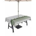 thumbnail image 1 of Outdoor Tablecloth with Umbrella Hole for Patio/Picnic/Party/Camping, Dark Green Striped Waterproof Table Cloth Rectangle Table Cover Washable, Abstract Modern Geometric Stripes (60"x 102"), 1 of 8
