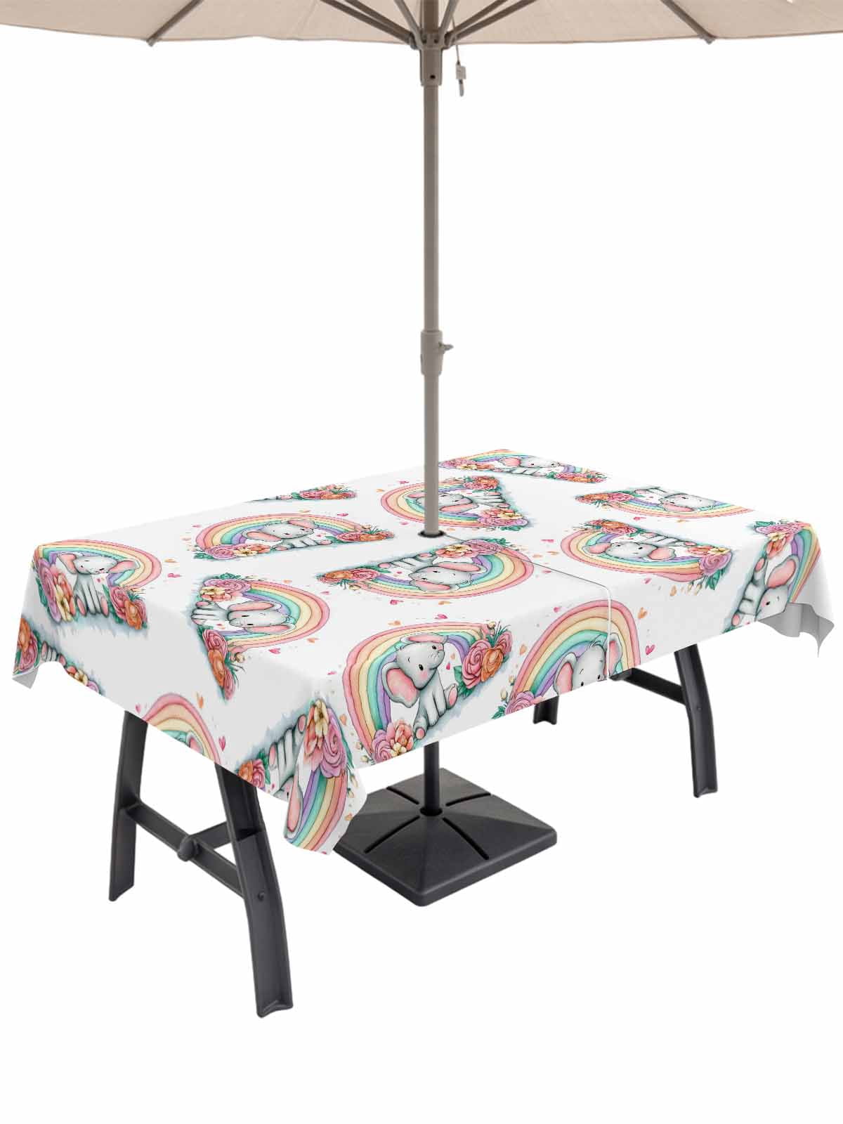 elephant patio umbrella table Palm Beach Regency Outdoor Tablecloth with Umbrella Hole