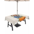 thumbnail image 1 of Outdoor Tablecloth with Umbrella Hole for Patio/Picnic/Party/Camping, Fall Pumpkins Waterproof Table Cloth Rectangle Table Cover Washable, Autumn Football Baseball Eucalyptus Leaves (60"x 120"), 1 of 8