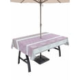thumbnail image 1 of Outdoor Tablecloth with Umbrella Hole for Patio/Picnic/Party/Camping, Farm Fruits Waterproof Table Cloth Rectangle Table Cover Washable, Watermelon Lemons Peach Pink Grey Striped (54"x 80"), 1 of 8