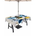 thumbnail image 1 of Outdoor Tablecloth with Umbrella Hole for Patio/Picnic/Party/Camping, Farmhouse Bees Waterproof Table Cloth Rectangle Table Cover Washable, Spring Summer Gray Blue Flowers Blossom (60"x 84"), 1 of 8