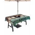 thumbnail image 1 of Outdoor Tablecloth with Umbrella Hole for Patio/Picnic/Party/Camping, Farmhouse Chicken Waterproof Table Cloth Rectangle Table Cover Washable, Country Text Leaves Wooden Grain (60"x 120"), 1 of 8