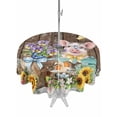 thumbnail image 1 of Outdoor Tablecloth with Umbrella Hole for Patio/Picnic/Party/Camping, Farmhouse Floral Pig Waterproof Table Cloth Round Cover Washable, Spring Sunflowers Butterfly Brown (Dia 54"), 1 of 9