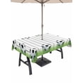 thumbnail image 1 of Outdoor Tablecloth with Umbrella Hole for Patio/Picnic/Party/Camping, Football Sport Waterproof Table Cloth Rectangle Table Cover Washable, Modern Grass Lawn Balls Gaming Black Lines (60"x 102"), 1 of 9