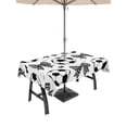 thumbnail image 1 of Outdoor Tablecloth with Umbrella Hole for Patio/Picnic/Party/Camping, Football Sports Waterproof Table Cloth Rectangle Table Cover Washable, Modern Black White Plaid Bows Ball Games (60"x 120"), 1 of 9