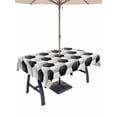 thumbnail image 1 of Outdoor Tablecloth with Umbrella Hole for Patio/Picnic/Party/Camping, Football Texture Waterproof Table Cloth Rectangle Table Cover Washable, Abstract Art Black White Hexagon (60"x 84"), 1 of 9