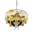 thumbnail image 1 of Outdoor Tablecloth with Umbrella Hole for Patio/Picnic/Party/Camping, Gnomes Sunflower Waterproof Table Cloth Round Cover Washable, Bees Branches Floral Watercolor (Dia 60"), 1 of 8