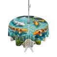 thumbnail image 1 of Outdoor Tablecloth with Umbrella Hole for Patio/Picnic/Party/Camping, Golden White Fish Waterproof Table Cloth Round Cover Washable, Summer Pond Botanical Lucky (Dia 54"), 1 of 9