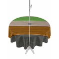 thumbnail image 1 of Outdoor Tablecloth with Umbrella Hole for Patio/Picnic/Party/Camping, Gray Brown Green Waterproof Table Cloth Round Cover Washable, Retro Farmhouse Gradient Wood (Dia 54"), 1 of 8