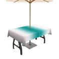 thumbnail image 1 of Outdoor Tablecloth with Umbrella Hole for Patio/Picnic/Party/Camping, Gray Teal Green Waterproof Table Cloth Rectangle Table Cover Washable, Modern Gradient Geometric 60"x 120", 1 of 7