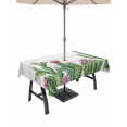thumbnail image 1 of Outdoor Tablecloth with Umbrella Hole for Patio/Picnic/Party/Camping, Green Cactus Tropical Waterproof Table Cloth Rectangle Table Cover Washable, Grey Wooden Summer (60"x 120"), 1 of 8