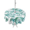 thumbnail image 1 of Outdoor Tablecloth with Umbrella Hole for Patio/Picnic/Party/Camping, Green Coastal Waterproof Table Cloth Round Cover Washable, Summer Conch Starfish Scallops Vintage Nautical (Dia 54"), 1 of 9