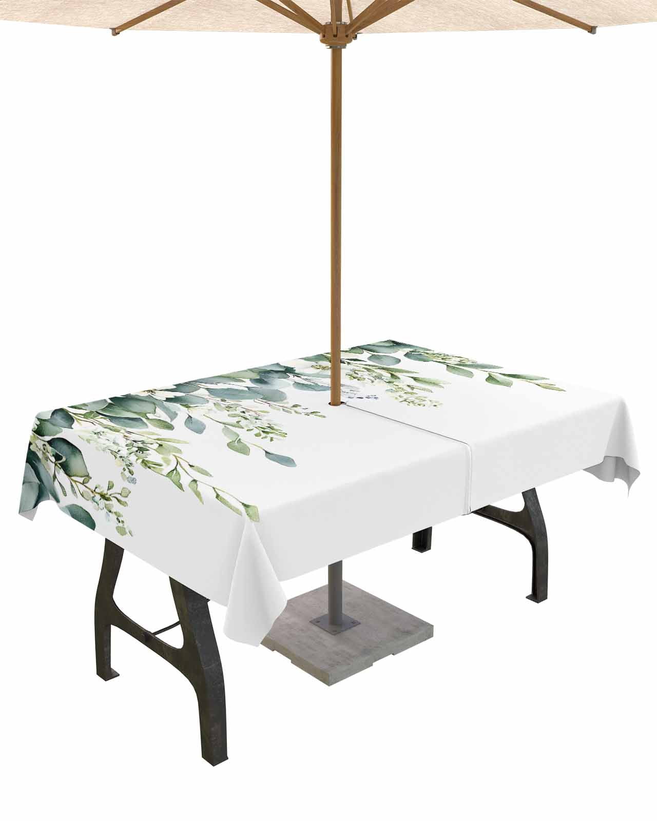 Outdoor Tablecloth with Umbrella Hole for Patio/Picnic/Party/Camping ...