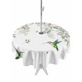 thumbnail image 1 of Outdoor Tablecloth with Umbrella Hole for Patio/Picnic/Party/Camping, Green Eucalyptus Leaves Waterproof Table Cloth Round Cover Washable, Birds Flowers Spring Watercolor Floral (Dia 54"), 1 of 8