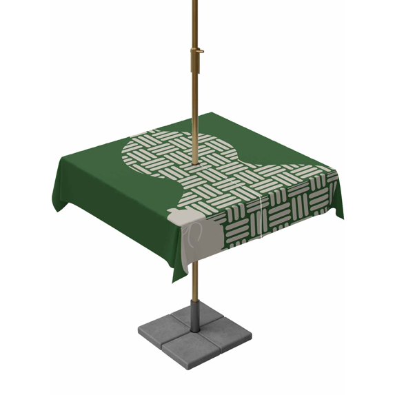 Outdoor Tablecloth with Umbrella Hole for Patio/Picnic/Party/Camping, Green Gourd Waterproof Table Cloth Square Cover Washable, Modern Abstract Art Geometric (54"x 54")