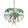 thumbnail image 1 of Outdoor Tablecloth with Umbrella Hole for Patio/Picnic/Party/Camping, Green Palm Trees Seaside Waterproof Table Cloth Round Cover Washable, Tropical Tree Summer Botanical Coastal (Dia 60"), 1 of 9