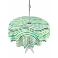 thumbnail image 1 of Outdoor Tablecloth with Umbrella Hole for Patio/Picnic/Party/Camping, Green Striped Waterproof Table Cloth Round Cover Washable, Light Yellow Simple Abstract Waves Lines (Dia 60"), 1 of 9