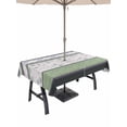 thumbnail image 1 of Outdoor Tablecloth with Umbrella Hole for Patio/Picnic/Party/Camping, Green Stripes Abstract Waterproof Table Cloth Rectangle Table Cover Washable, Geometric Spring Flowers Rustic (60"x 84"), 1 of 8