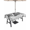 thumbnail image 1 of Outdoor Tablecloth with Umbrella Hole for Patio/Picnic/Party/Camping, Grey Coastal Waterproof Table Cloth Rectangle Table Cover Washable, Modern Oil Painting Starfish Coral Shell (60"x 102"), 1 of 9