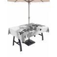 thumbnail image 1 of Outdoor Tablecloth with Umbrella Hole for Patio/Picnic/Party/Camping, Grey Floral Waterproof Table Cloth Rectangle Table Cover Washable, Modern Abstract Art Flowers Aesthetic (60"x 84"), 1 of 9