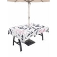 thumbnail image 1 of Outdoor Tablecloth with Umbrella Hole for Patio/Picnic/Party/Camping, Grey Pink Botanical Waterproof Table Cloth Rectangle Table Cover Washable, Watercolor Spring Floral Summer Leaf (60"x 84"), 1 of 8