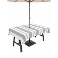 thumbnail image 1 of Outdoor Tablecloth with Umbrella Hole for Patio/Picnic/Party/Camping, Grey Striped Waterproof Table Cloth Rectangle Table Cover Washable, Blue Geometric Line Stripes Farmhouse (60"x 84"), 1 of 9
