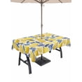 thumbnail image 1 of Outdoor Tablecloth with Umbrella Hole for Patio/Picnic/Party/Camping, Hand Drawn Lemon Waterproof Table Cloth Rectangle Table Cover Washable, Blue Leaves Summer Tropical Botanical (60"x 120"), 1 of 8