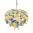 thumbnail image 1 of Outdoor Tablecloth with Umbrella Hole for Patio/Picnic/Party/Camping, Hand Drawn Lemon Waterproof Table Cloth Round Cover Washable, Blue Leaves Summer Tropical Botanical (Dia 54"), 1 of 8