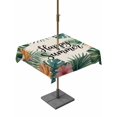 thumbnail image 1 of Outdoor Tablecloth with Umbrella Hole for Patio/Picnic/Party/Camping, Happy Summer Waterproof Table Cloth Square Cover Washable, Rustic Tropical Palm Leaves Floral Burlap (54"x 54"), 1 of 9