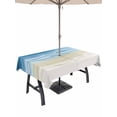 thumbnail image 1 of Outdoor Tablecloth with Umbrella Hole for Patio/Picnic/Party/Camping, Haze Blue Summer Beach Waterproof Table Cloth Rectangle Table Cover Washable, Nautical Coastal Beige Seaside (54"x 80"), 1 of 8
