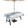 thumbnail image 1 of Outdoor Tablecloth with Umbrella Hole for Patio/Picnic/Party/Camping, Hydrangea Eucalyptus Waterproof Table Cloth Rectangle Table Cover Washable, Summer Botanical Leaves Butterfly (60"x 120"), 1 of 9