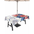 thumbnail image 1 of Outdoor Tablecloth with Umbrella Hole for Patio/Picnic/Party/Camping, Independence Day Floral Waterproof Table Cloth Rectangle Table Cover Washable, Anniversary USA Flag (60"x 102"), 1 of 9