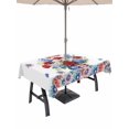 thumbnail image 1 of Outdoor Tablecloth with Umbrella Hole for Patio/Picnic/Party/Camping, Independence Day Floral Waterproof Table Cloth Rectangle Table Cover Washable, Red Blue Roses Patriotic (60"x 84"), 1 of 8