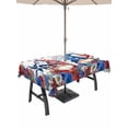 thumbnail image 1 of Outdoor Tablecloth with Umbrella Hole for Patio/Picnic/Party/Camping, Independence Day Gnomes Waterproof Table Cloth Rectangle Table Cover Washable, 4th of July Red Blue Poppy Floral (60"x 84"), 1 of 8