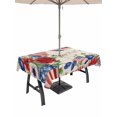 thumbnail image 1 of Outdoor Tablecloth with Umbrella Hole for Patio/Picnic/Party/Camping, Independence Day Waterproof Table Cloth Rectangle Table Cover Washable, 4th of July Red Blue Floral Flag Linen (52"x 70"), 1 of 9