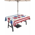 thumbnail image 1 of Outdoor Tablecloth with Umbrella Hole for Patio/Picnic/Party/Camping, Independence Day Waterproof Table Cloth Rectangle Table Cover Washable, American Flag Red Blue Flowers (54"x 80"), 1 of 9